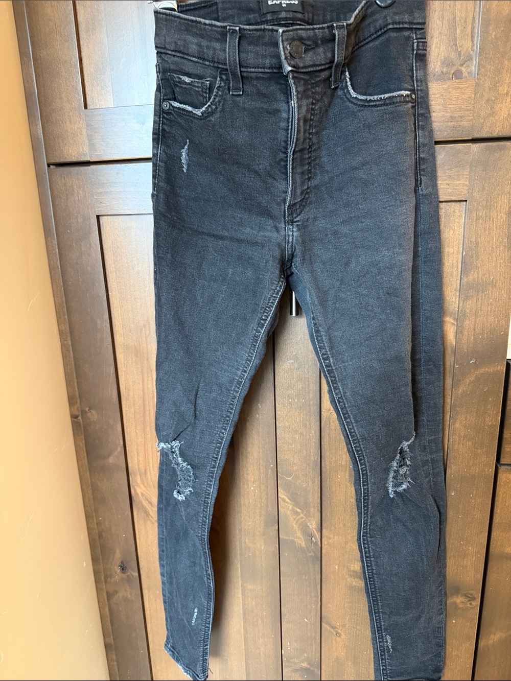 Express Black Washed Skinny Jeans